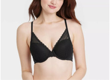 Women's Plunge Push-Up Bra - Auden Black 32DDD