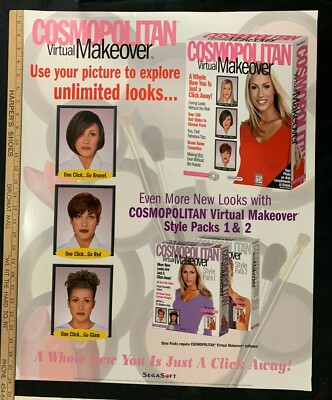1998 SEGA SOFT COSMOPOLITAN VIRTUAL MAKEOVER EB GAMES DISPLAY PROMO POSTER (AA)