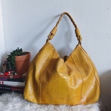 Diego Rocha Yellow Snakeskin Leather Handmade Hobo Tote Bag