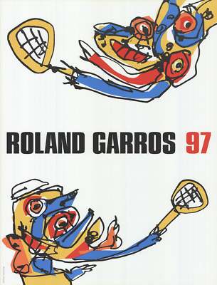 ANTONIO SAURA Roland Garros French Open 29.5'' x 22.5'' Poster 1997 Surrealism Mul