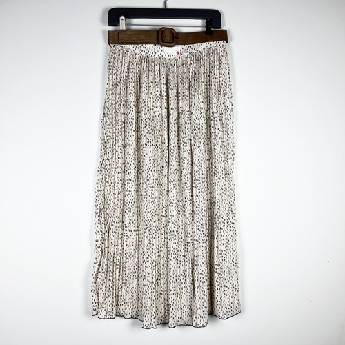 NEU Zara Micro Abstraktes Muster Akkordeon Plissee Gürtel Chiffon Midi Rock M