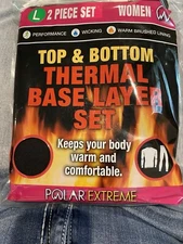 Polar Extreme Thermal Base Women Size Large Layer Black Top Bottom Set