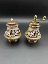 Italian Capodimonte Porcelain Salt Shaker Pepper Grinder Mill Cherubs Cupids 4  