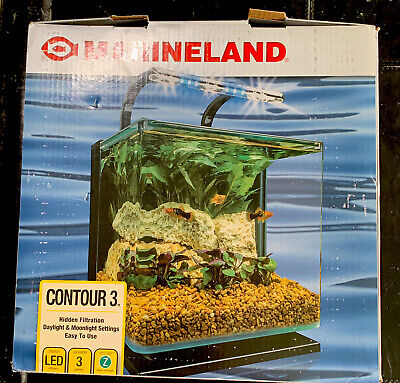 Marineland Contour 3 aquarium Kit 3 Gallons, Rounded Glass Corners,  Includes LED