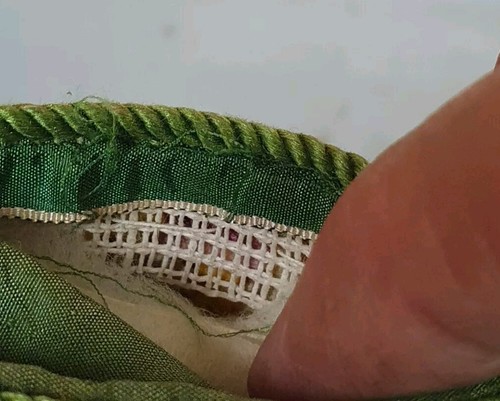 Vintage 1920s Wool Tapestry Handbag, Green Silk Lining, Tassels, 'Berlin Style' - Picture 12 of 13