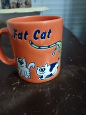 Vintage Fat Cat Mug Orange Made in Waechter Bach Germany 