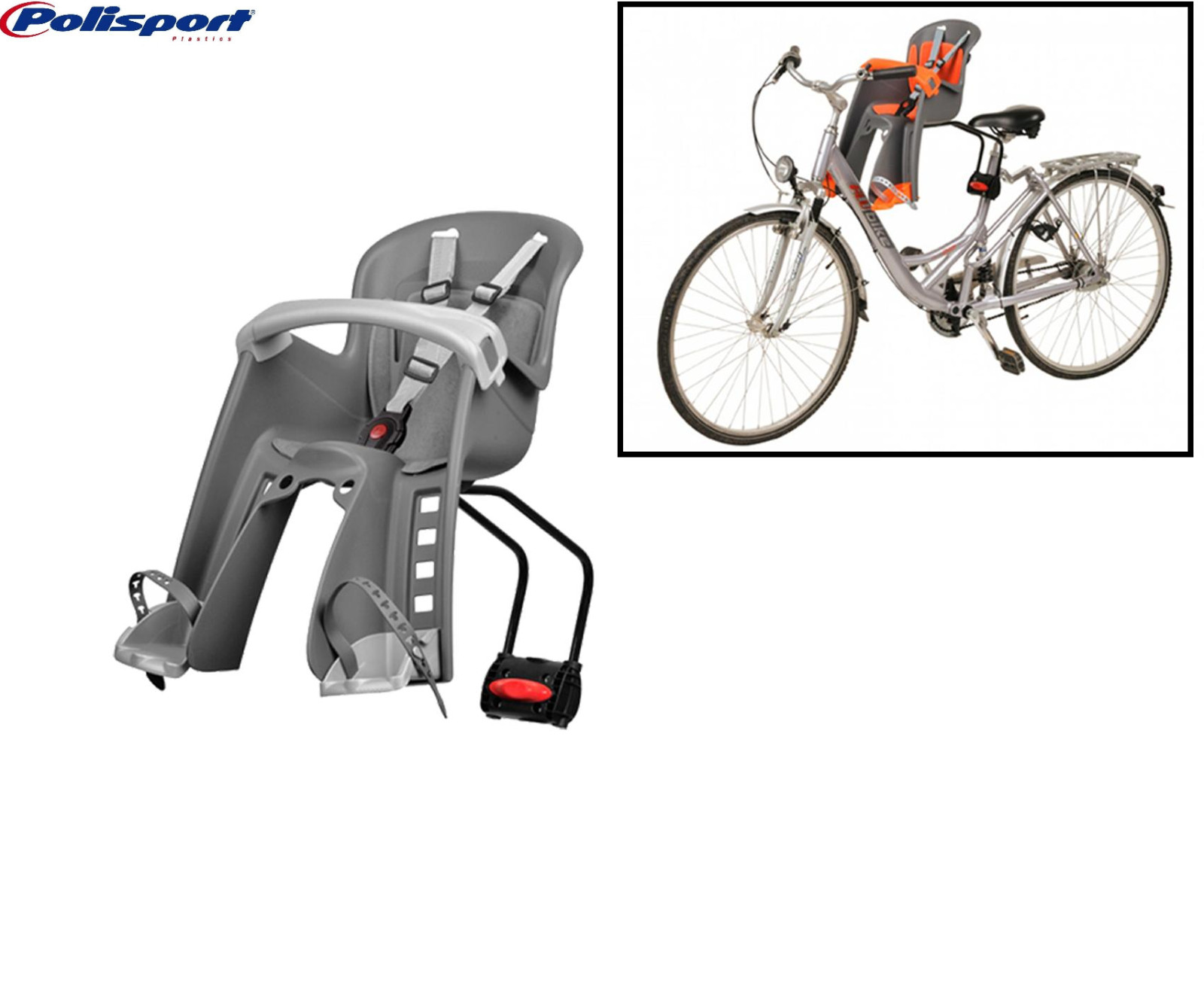Porte bébé vélo arrière résistant gris de 9 à 15 kg pour des trajets sans secousse