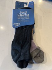 Brooks Ghost Midweight Ankle Socks 2-Pk Women's sz L/10-12.5 Black/Gray/Purple