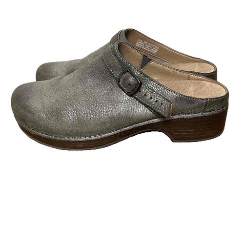 Dansko Maria Milled Nubuck Gray Zip Up Ankle Booties Sz 37 Shoes