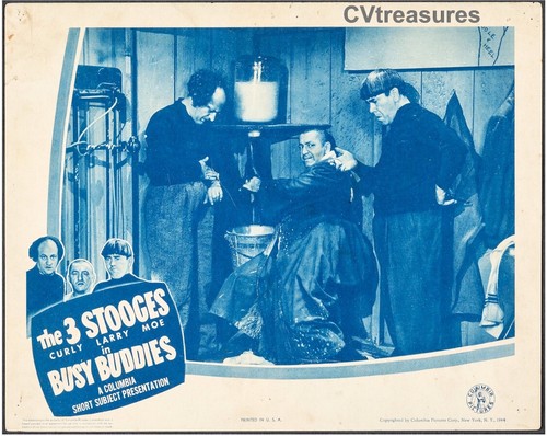 Busy Buddies 3 Three Stooges Original Vintage Title Lobby Card Movie Poster