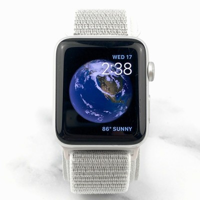 Apple Watch Series 2 42mm Silver Aluminum Case Silver Nylon Loop Gps Ebay