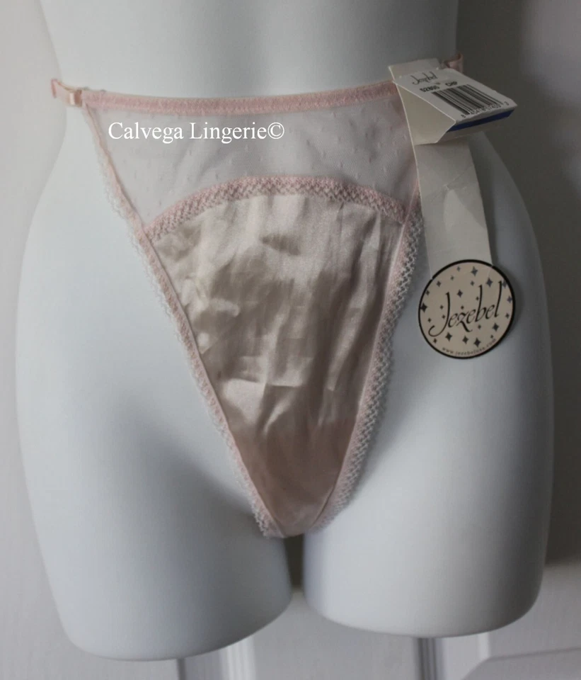 NUEVO CON ETIQUETAS JEZEBEL 52805 "Muñeca de Satén" Tanga de Satén / Malla, Rosa Bebé (CHP), XL Foto 4 de 4