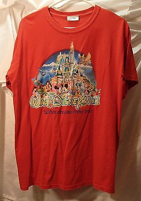 Walt Disney World Red T Shirt Mens Size Large Where Dreams Come True Ebay