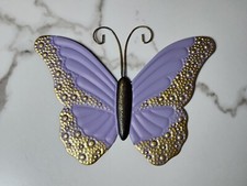 Painted Metal Hanging Butterfly Wall Decoration Purple Gold