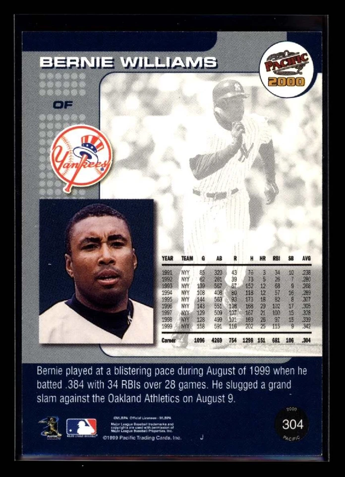 Bernie Williams 2000 Pacific fecha de estreno #304 8/37 Foto 2 de 2