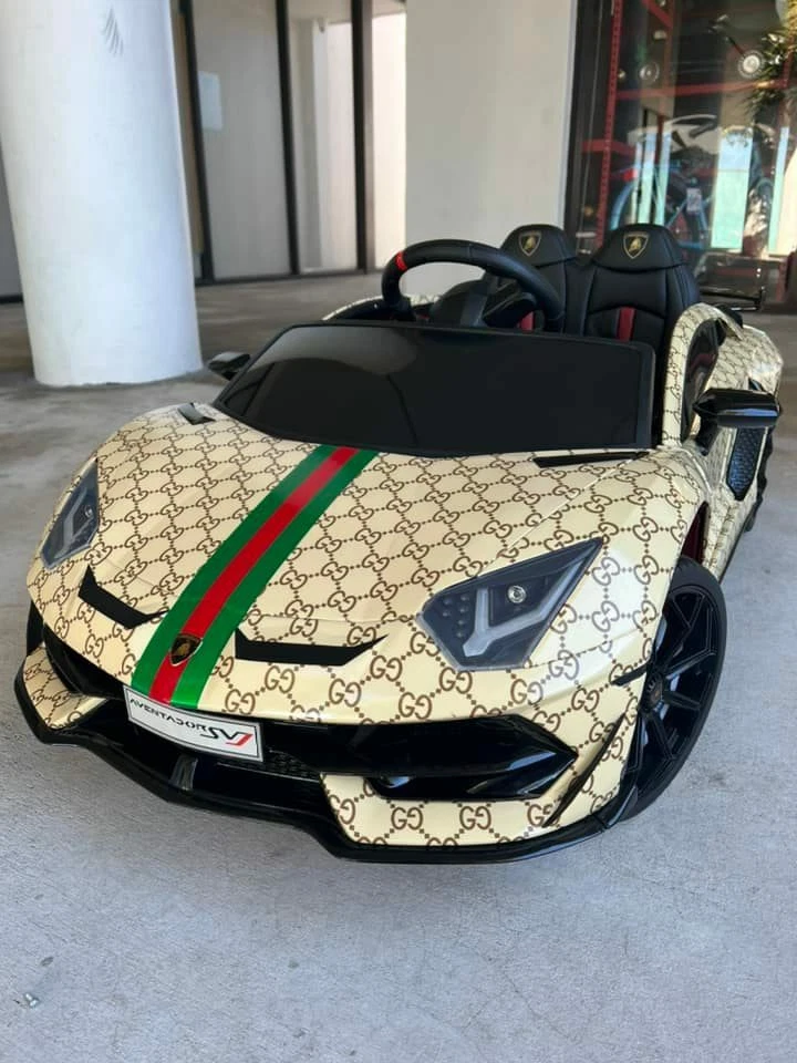 12V Lamborghini Aventador SVJ Kids Ride On Sports Car Remote Gucci Wrapped