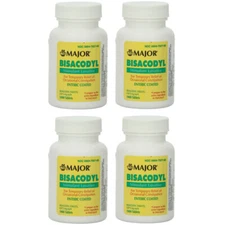 Major Laxative Bisacodyl 5mg Enteric coated Compare to Dulcolax 1000 Each 4 Pack