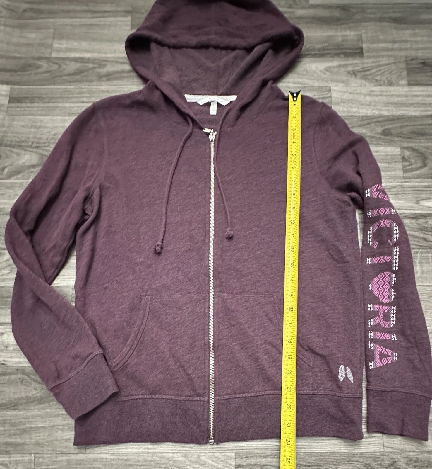 UNDERCOVER Felpa con cappuccio Victoria's Secret cerniera completa • ali d'angelo marrone • felpa donna taglia M