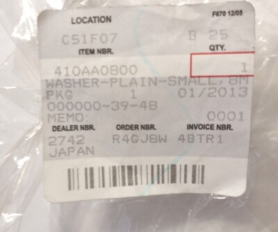 その他 n Kawasaki Ninja ZX-6R Small Plain Washer 8MM NOS 410AA0800 (L-2283