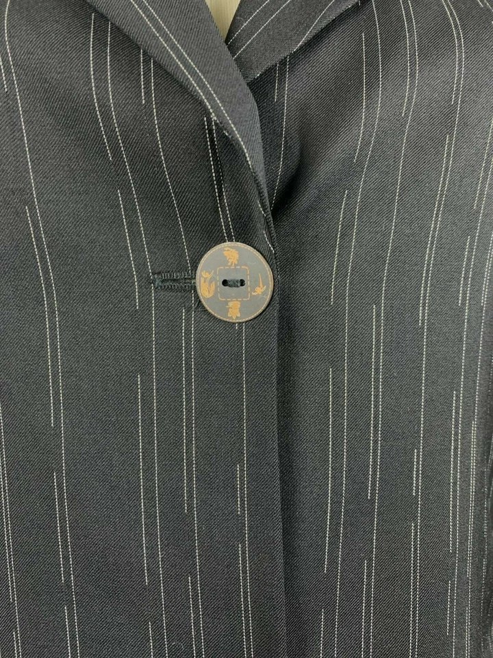 Chaqueta Blazer Clásica Damas Kenzo Jungle Negra Lana Rayas 2 Botones Talla 38 Foto 4 de 4