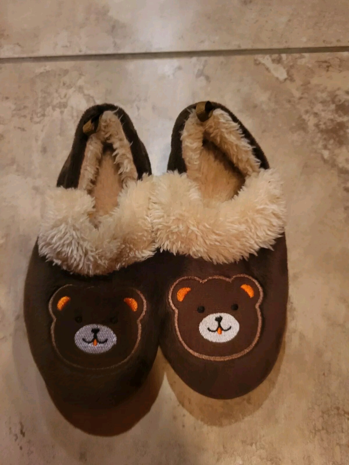 SAOLA Pantofole orsetto foderate marroni bambino in ottime condizioni taglia L 9 10 suola gomma invernale CALDE