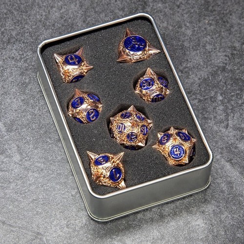 Sage's Enchanted Morningstar Copper/Blue Metal Polyhedral Dice Set DnD Dice - Picture 9 of 10