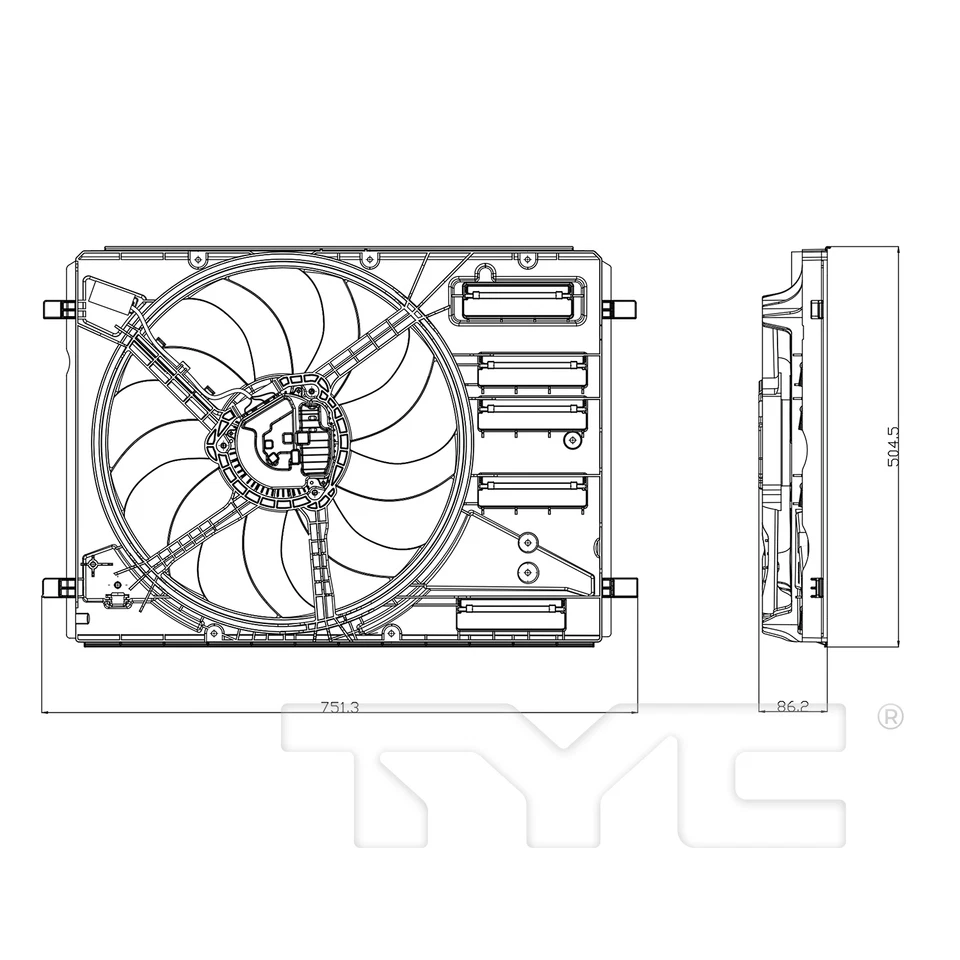 Conjunto de ventilador de refrigeración de radiador y condensador para Ford Bronco Sport 21-22 con BLM Foto 4 de 4