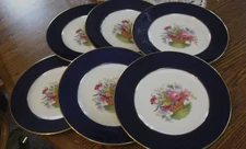 SPODE Copelands China England #8373 Dinner Plates 9" Cobalt Blue Floral, lot 6
