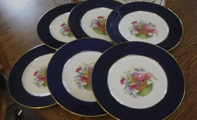 SPODE Copelands China England #8373 Dinner Plates 9'' Cobalt Blue Floral, lot 6