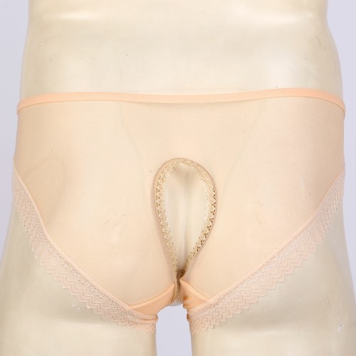 Men's Sheer Lace Briefs Low Waist Pouch Underwear Open Crotch Crossdress Panties - Picture 66 of 80