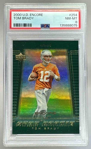 135888075 Tom Brady 2000 Upper Deck Encore #254 Rookie RC PSA 8