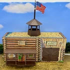 Vintage 1960-70s MARX Fort Apache Tin Litho US HQ Calvary Supply Building - VGC