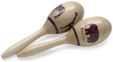 AFRICA Wooden Maracas MRW-23 23cm Hand Percussion Instrument Africa Graphic