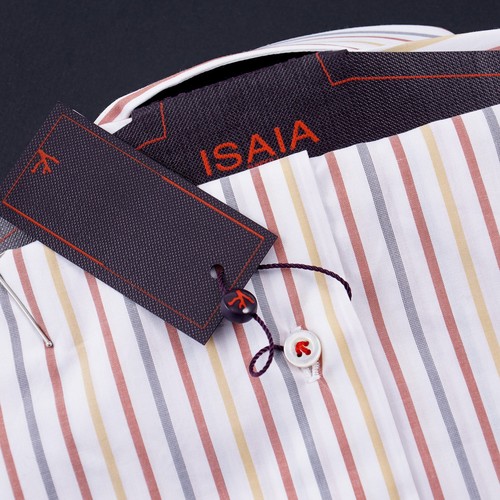 Isaia Tailored-Fit 'Mix' Multi Stripe Cotton Dress Shirt 15.5 (Eu 39) NWT - Picture 7 of 7