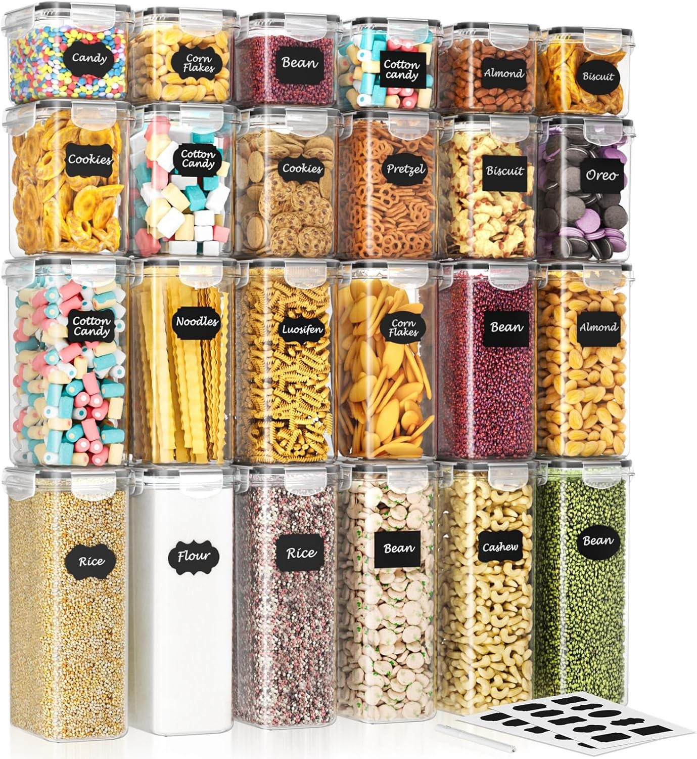 SavvyStor 24 PCS Food Storage Containers 42L BPA Free Leak-Proof Canisters