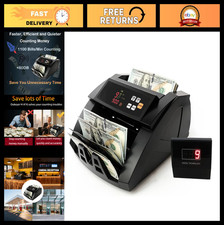 High-Speed Bill Counter Machine - LCD Display, UV/MG/IR Detection, Batch Mode, 1