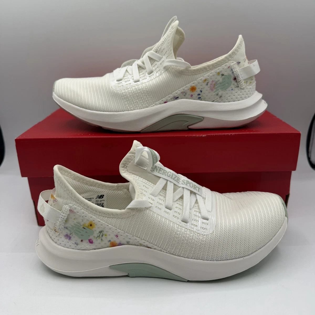 Baskets Femmes Blanches à Fleurs Colorées - Pointure 10 US - Style Sport Slip-on - Neuf En Boîte