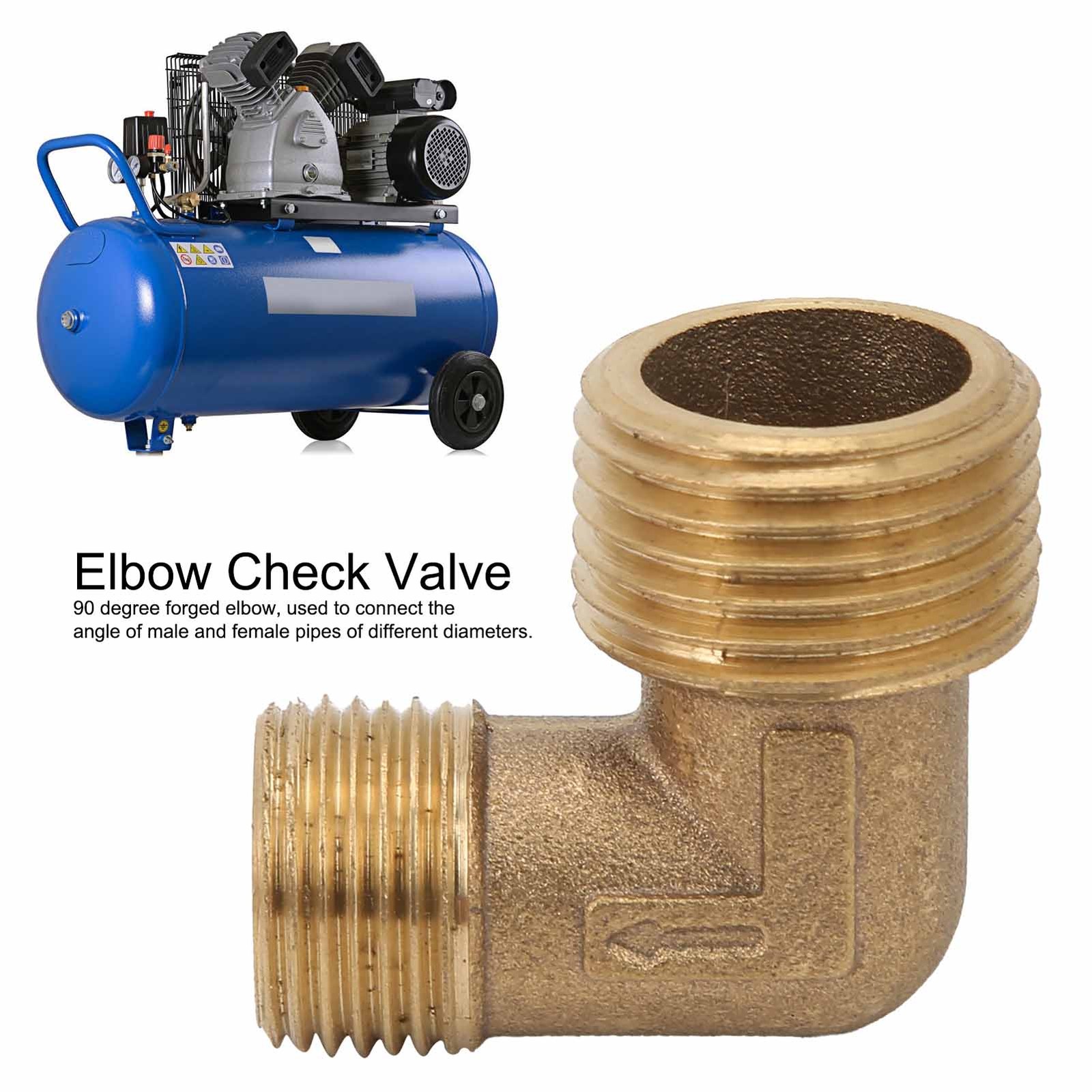 1100W Air Compressor 90 Degree Elbow Brass 1‑Way Check Valve Accessories Fitting