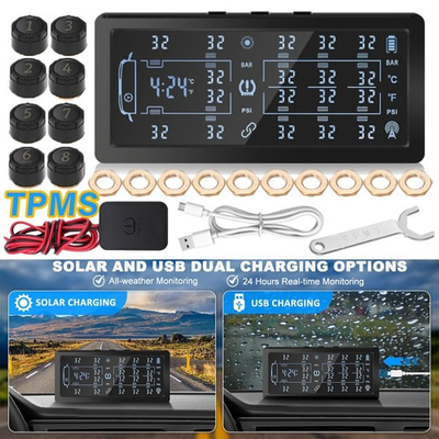 #ad 8 Sensors TPMS Tire Pressure Monitoring System for RV Motor home Caravan Trucks $65.99