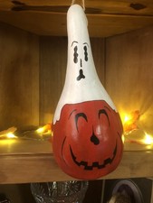 Halloween Gourd Decor, Folk Art, Hand painted
