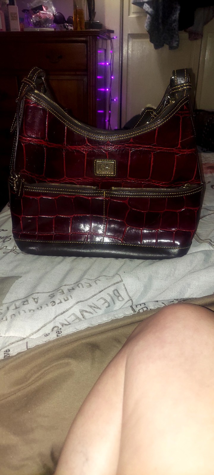 Dooney Bourke Red Burgandy Leather Handbag Purse