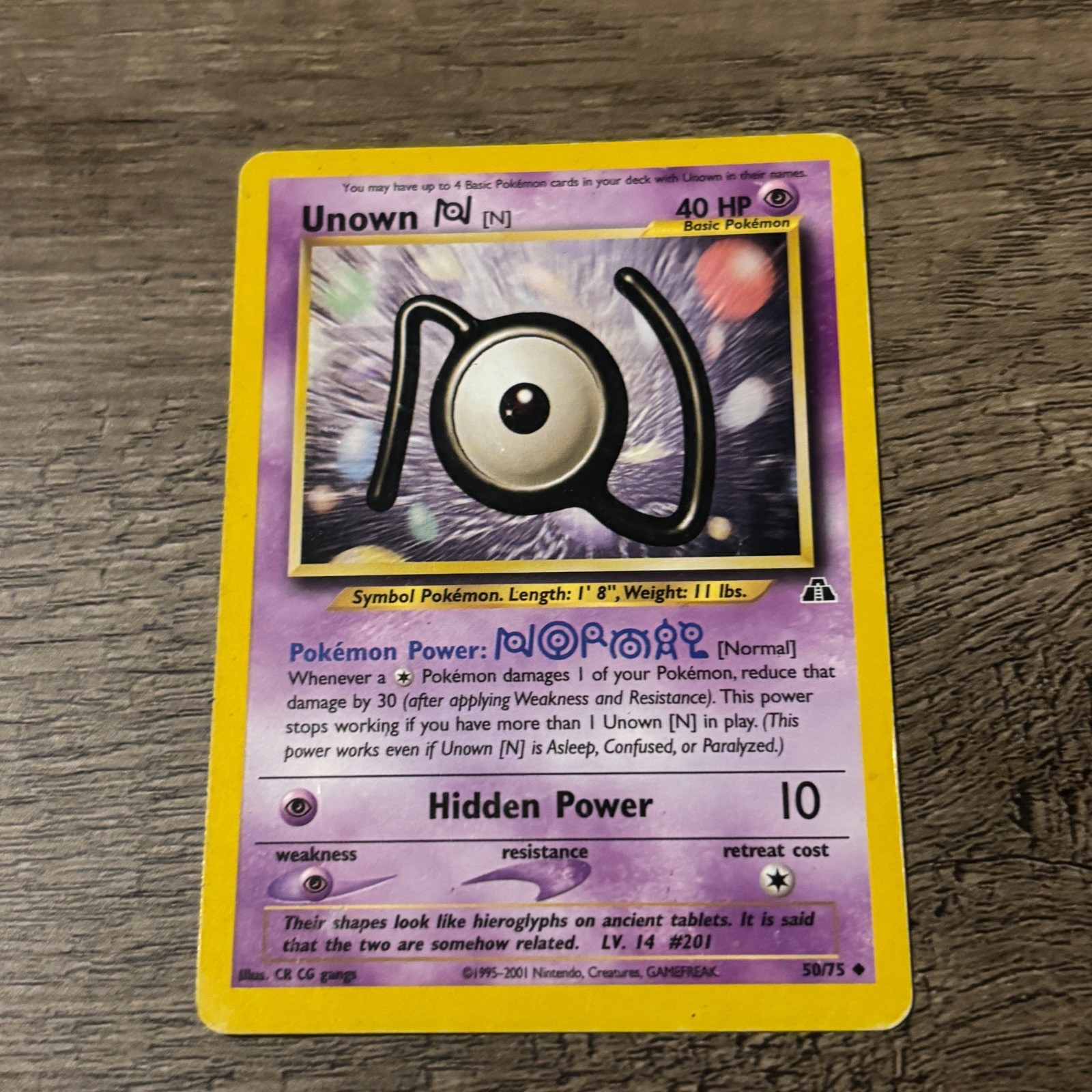 Unown [N] 50/75 Uncommon Neo Discovery Pokemon Unlimited Heavily Played