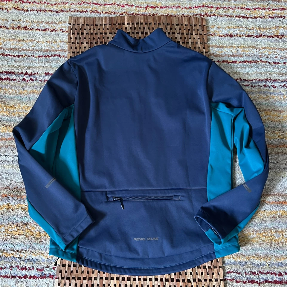 Pearl Izumi Full Zip Soft Shell Jacket Blue Color Block Men's Size XL - Image 2 of 3