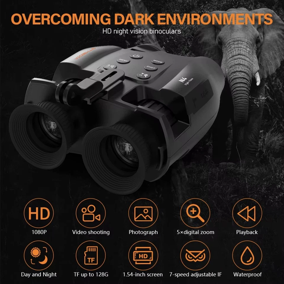US Head Mounted Night Vision Binoculars Digital Infrared Goggles Rechargeable - Image 2 of 4