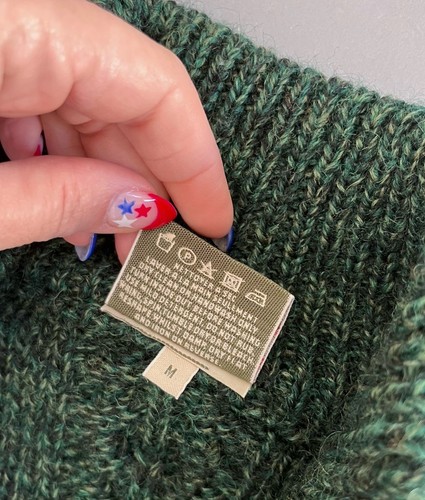 Carraig Donn Aran Sweater Men's 100% Wool Ireland Fisherman Full Zip Green-Sz M - Picture 6 of 10