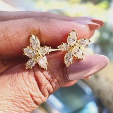 2Ct Pear Cut Lab Created Diamond Womens Stud Earrings 14K Yellow Gold Plated