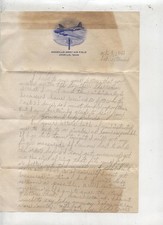 1943 World War 2 WWII Military Letter 490th Bombardment Group Bomber Pilot USAAF