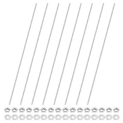 8-Pack M4x400mm Fully Threaded Rod, 201 Stainless Steel, RH, Nuts, Washers