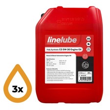20L Linelube™ Longlife 5W-30 ACEA C3 Fully Synthetic Engine Oil - 3 x 20 Litres