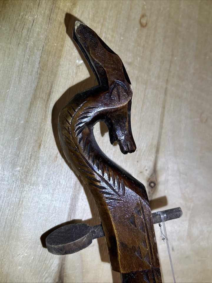 VTG Lahuta Albanian Gusle Lahutë Hand Carved Goat Folk Musical Instrument RARE - Image 2 of 4